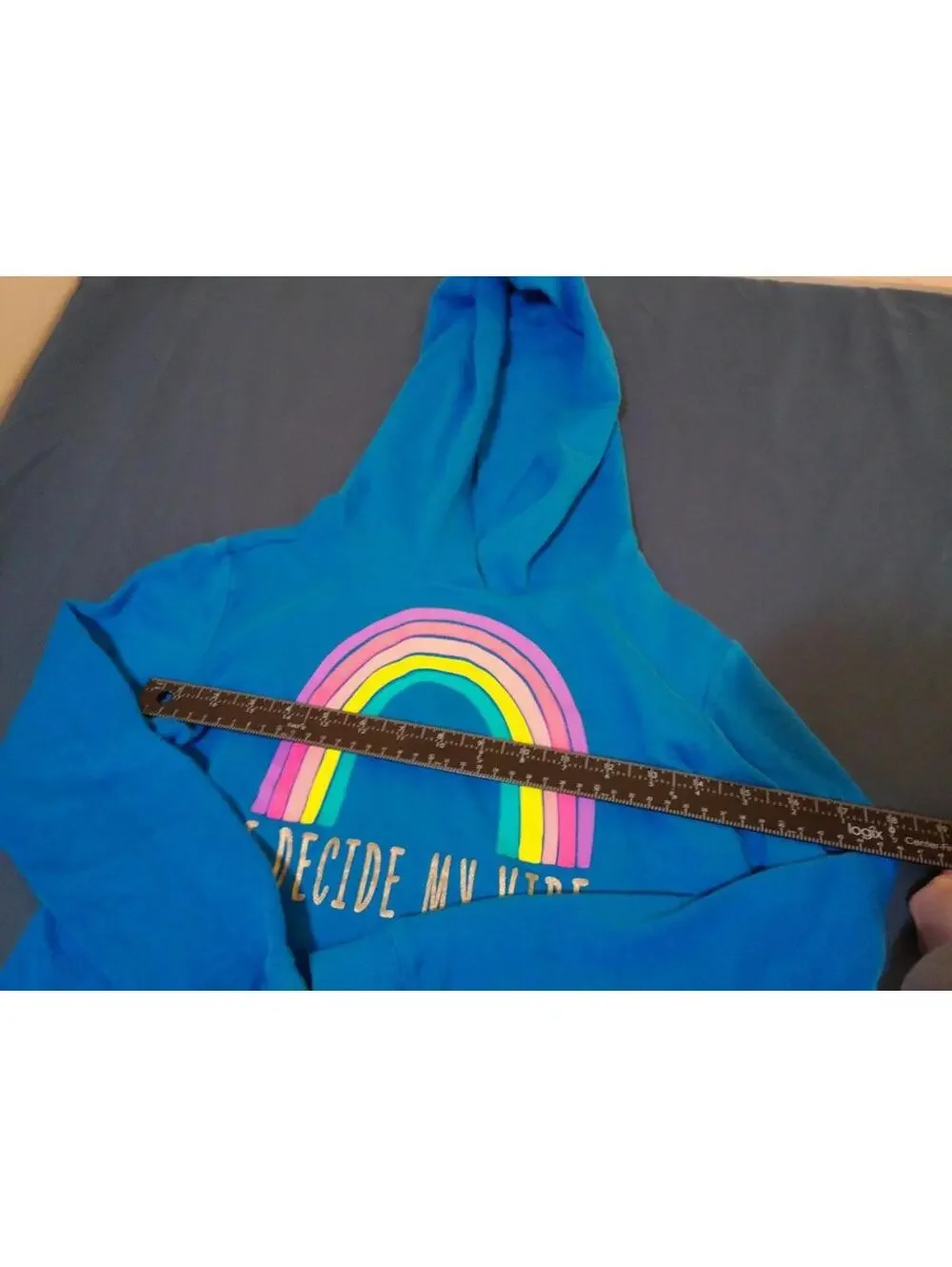 Justice‎ Active Girls Blue Rainbow Hoodie Sweatshirt Size 8